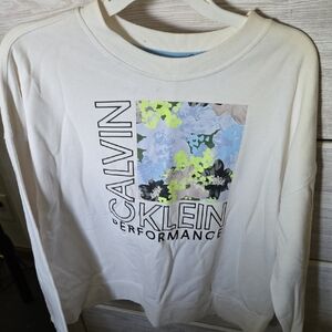 Calvin Klein White Sweatshirt with Floral Graphic